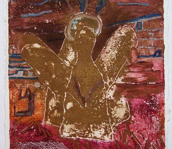 UN DÍA DESPUÉS DEL ÁNGEL CAÍDO 50 CMS X  70  CMS Grabado, colografía 1995